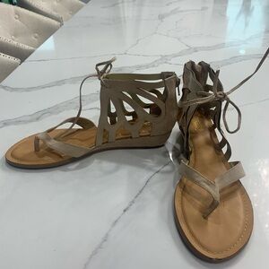 Women’s Gladiator Lace‎ Up Zipper Heel Sandals Size 8M